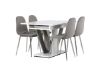 Imagine Masa de dining Disa 120/160*80 - Alb / Gri MDF + Scaun de dining Eva - Gri deschis / Catifea gri deschis _4