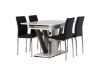 Imagine Masa de dining Disa 120/160*80 - Alb / Gri MDF + Scaun de dining Lily - Picior cromat / Piele neagră PU _ 4