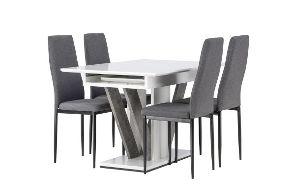 Imagine Disa Dining Table 120/160*80 - White / Grey MDF +Petra Dining Chair - Black / Dark grey Fabric _4