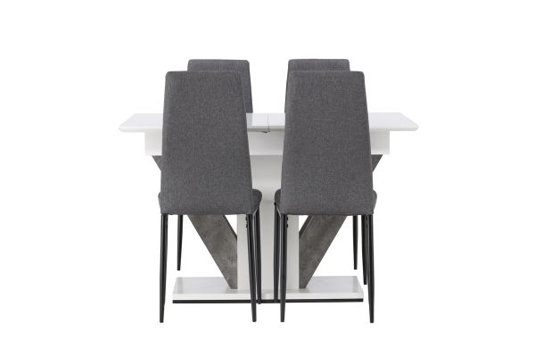 Imagine Disa Dining Table 120/160*80 - White / Grey MDF +Petra Dining Chair - Black / Dark grey Fabric _4