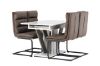 Imagine Masa de dining Disa 120/160 * 80 - Alb / Gri MDF + Scaun de dining Zizo - Negru / Maro Material microfibra - set de 4