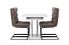 Imagine Masa de dining Disa 120/160 * 80 - Alb / Gri MDF + Scaun de dining Zizo - Negru / Maro Material microfibra - set de 4