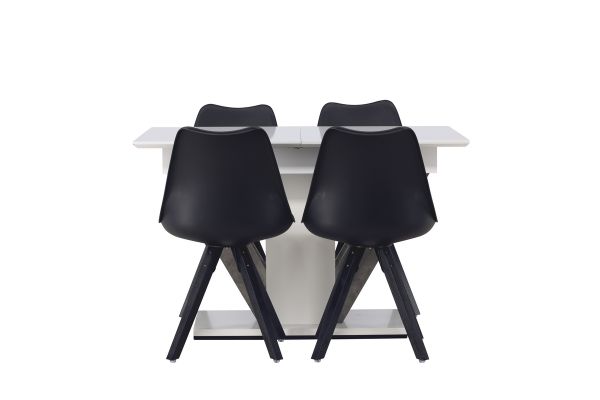 Imagine Disa Dining Table 120/160*80 - White / Grey MDF +Zeno Dining Chair - Black / Black PP _4