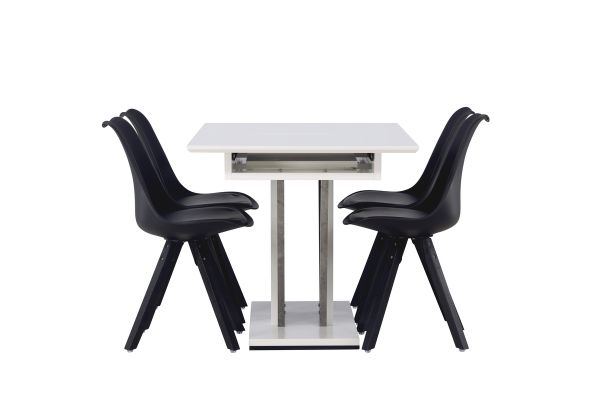 Imagine Disa Dining Table 120/160*80 - White / Grey MDF +Zeno Dining Chair - Black / Black PP _4