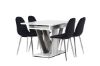 Imagine Masa de dining Disa 120/160 * 80 - Alb / Gri MDF + Scaun de dining Polar - Catifea neagra / Crom _4