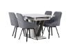 Imagine Masa de dining Disa 120/160 * 80 - Alb / Gri MDF + Scaun de dining Rosie - Negru / Gri închis Material textil _4