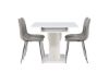 Imagine Masa de dining Pluto extensibilă 120/160*90 - Alb / MDF sticlă + Scaun de dining Eva - Gri deschis / Catifea gri deschis _4