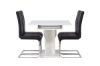 Imagine Masa de dining Pluto extensibila 120/160*90- Alb / MDF sticla + 4 Scaune de dining Tempo - Picioare cromate / PU negru