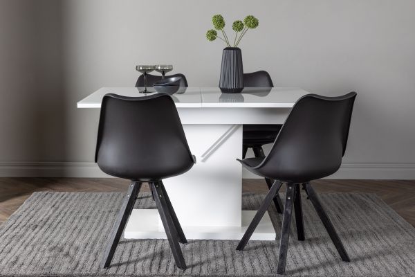 Imagine Vă rugăm să traduceți complet Pluto Dining Table 120/160*90- Alb / MDF Sticlă +Zeno Dining Chair - Negru / Negru PP_4