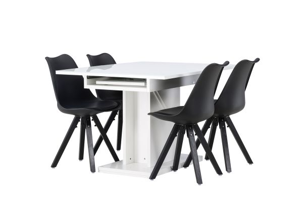 Imagine Vă rugăm să traduceți complet Pluto Dining Table 120/160*90- Alb / MDF Sticlă +Zeno Dining Chair - Negru / Negru PP_4