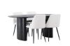 Imagine Masa de dining Isolde 180*75 - Negru / MDF Negru + Scaun de dining Night - Negru / White PU _ 4