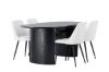 Imagine Masa de dining Isolde 180*75 - Negru / MDF Negru + Scaun de dining Night - Negru / White PU _ 4