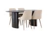 Imagine Masa de Dining Isolde 180*75 - Negru / MDF Negru + Scaun de Dining Night - Nuc întunecat / Mocca / Material maro _4