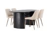 Imagine Masa de Dining Isolde 180*75 - Negru / MDF Negru + Scaun de Dining Night - Nuc întunecat / Mocca / Material maro _4