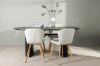 Imagine Masa de dining Isolde 180*75 - Negru / MDF negru + Scaun de dining Lilja - Aspect de stejar / Material bej _4