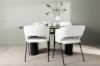 Imagine Masa de dining Isolde 180*75 - Negru / MDF negru + Scaun de dining Day - Negru mat / Linen alb _4