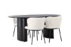 Imagine Masa de dining Isolde 180*75 - Negru / MDF negru + Scaun de dining Edina - Negru / Boucle Alb _4