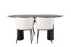 Imagine Masa de dining Isolde 180*75 - Negru / MDF negru + Scaun de dining Edina - Negru / Boucle Alb _4