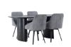 Imagine Masa de dining Isolde 180*75 - Negru / MDF negru + Scaun de dining Rosie - Negru / Material gri închis _4