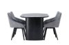 Imagine Masa de dining Isolde 180*75 - Negru / MDF negru + Scaun de dining Rosie - Negru / Material gri închis _4