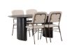 Imagine Isolde Dining Table 180*75 - Black / Black MDF +Seda Dining Chair - Matte brown / Beige Fabric _4