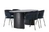 Imagine Masa de dining Isolde 180*75 - Negru / MDF negru + Scaun de dining Selma - Negru / Catifea neagră _4