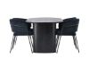 Imagine Masa de dining Isolde 180*75 - Negru / MDF negru + Scaun de dining Selma - Negru / Catifea neagră _4