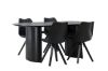 Imagine Masă de dining Isolde 180*75 - Negru / MDF negru + 4 scaune de dining Zeno - Negru / PP negru