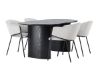 Imagine Masa de dining Isolde 180*75 - Negru / MDF negru + Scaun de dining Evelina - Negru / Velvet gri deschis _4