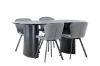 Imagine Masa de dining Isolde 180*75 - Negru / MDF negru + Scaun de dining Lilja - Negru / Fabric Dark grey _4