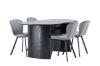 Imagine Masa de dining Isolde 180*75 - Negru / MDF negru + Scaun de dining Lilja - Negru / Fabric Dark grey _4