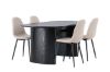 Imagine Masa de dining Isolde 180*75 - Negru / MDF Negru + Scaun de dining Polar - Negru / Boucle Bej _4