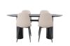 Imagine Masa de dining Isolde 180*75 - Negru / MDF Negru + Scaun de dining Polar - Negru / Boucle Bej _4