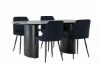 Imagine Masa de dining Isolde 180*75 - Negru / MDF negru + Scaun de dining Night - Negru / Catifea neagră _4