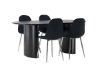 Imagine Masa de dining Isolde 180*75 - Negru / MDF Negru + Scaun de dining Polar - Catifea Neagra / Crom _4