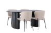 Imagine Masa de dining Isolde 180*75 - Negru / MDF Negru + Scaun de dining Modesto - Bej / Bouclé Bej_4