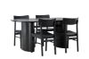 Imagine Masa de dining Isolde 180*75 - Negru / MDF negru + Scaun de dining Montros - Natural / Lemn de cauciuc natural _4