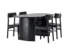 Imagine Masa de dining Isolde 180*75 - Negru / MDF negru + Scaun de dining Montros - Natural / Lemn de cauciuc natural _4