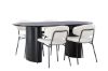 Imagine Masa de dining Isolde 180*75 - Negru / MDF negru +Scaun de dining Chico - Negru / Boucle alb _4