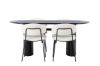 Imagine Masa de dining Isolde 180*75 - Negru / MDF negru +Scaun de dining Chico - Negru / Boucle alb _4