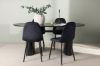 Imagine Masa de dining Isolde 180*75 - Negru / MDF Negru + Scaun de dining Polar - Picioare Negre / Catifea Neagra _4