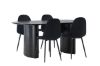 Imagine Masa de dining Isolde 180*75 - Negru / MDF Negru + Scaun de dining Polar - Picioare Negre / Catifea Neagra _4