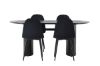 Imagine Masa de dining Isolde 180*75 - Negru / MDF Negru + Scaun de dining Polar - Picioare Negre / Catifea Neagra _4