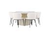 Imagine Masa de dining Sandvik φ140 - Bej / MDF Bej + Scaun de dining Edina - Negru / Boucle Alb _6