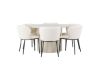 Imagine Masa de dining Sandvik φ140 - Bej / MDF Bej + Scaun de dining Edina - Negru / Boucle Alb _6