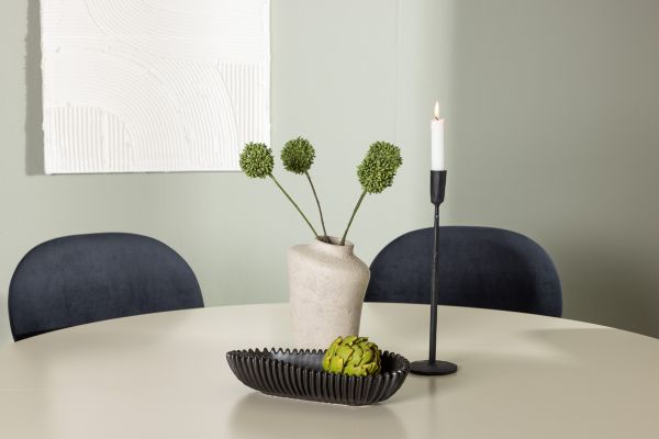 Imagine Masa de dining Sandvik φ140 - Bej / Bej MDF + Scaun de dining Stella - Negru / Catifea neagra _6