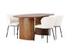 Imagine Masa de dining Isolde 140*75 - Natur / MDF natur + Scaun de dining Edina - Negru / Boucle alb _4