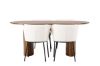 Imagine Masa de dining Isolde 140*75 - Natur / MDF natur + Scaun de dining Edina - Negru / Boucle alb _4