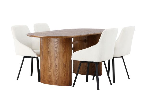 Imagine Isolde Dining Table 140*75 - Nature / Nature MDF +Rosie Dining Chair - Black / Beige Fabric _4