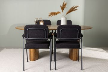 Imagine Masa de dining Isolde 140*75 - Natură / MDF natur +Scaun de dining Yesterday - Negru / Boucle negru _4